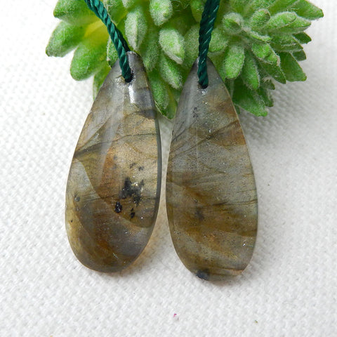 Natural Labradorite Earring Beads 29x13x5mm, 6.9g