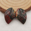 Natural Red Creek Jasper Carved leaf Earring Beads 24x14x4mm, 3.1g