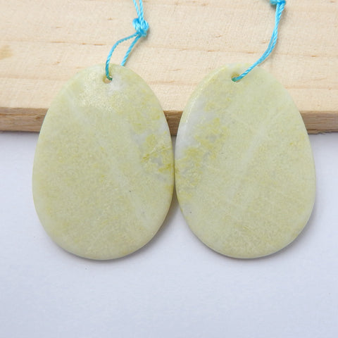 Natural Serpentine Earring Beads 35x25x2mm, 7.9g