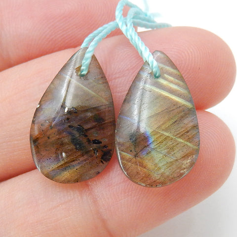 Natural Labradorite Earring Beads 17x11x4mm, 2.5g