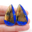 Paire de pierres précieuses collées en lapis-lazuli et labradorite pour faire des boucles d'oreilles pendantes, 33x18x5mm, 9g