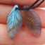 Natural Labradorite Carved leaf Earring Beads 19x11x4mm, 2.4g