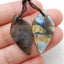 Natural Labradorite Carved leaf Earring Beads 29x17x4mm, 6.1g