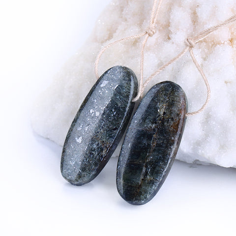 Natural Green Kyanite Earring Beads 28x11x3mm, 5.7g