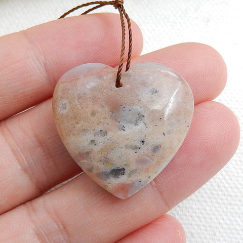 Natural Ocean Jasper Pendant Bead 30x28x8mm, 10.1g