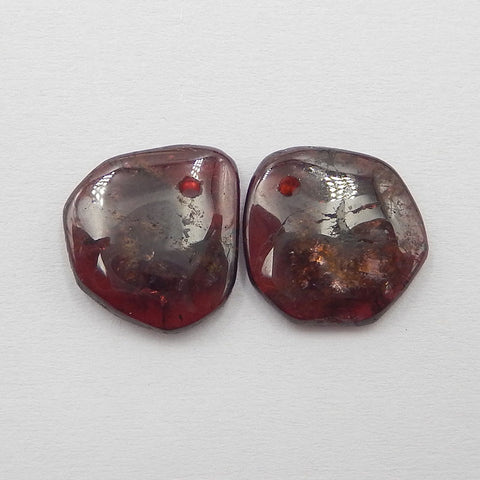 Natural Garnet Earring Beads 13x12x3mm, 2.4g