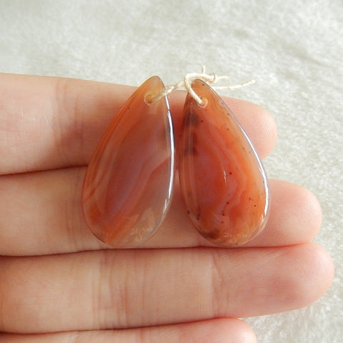 Natural Red Agate Earring Beads 27x14x6mm, 6.5g