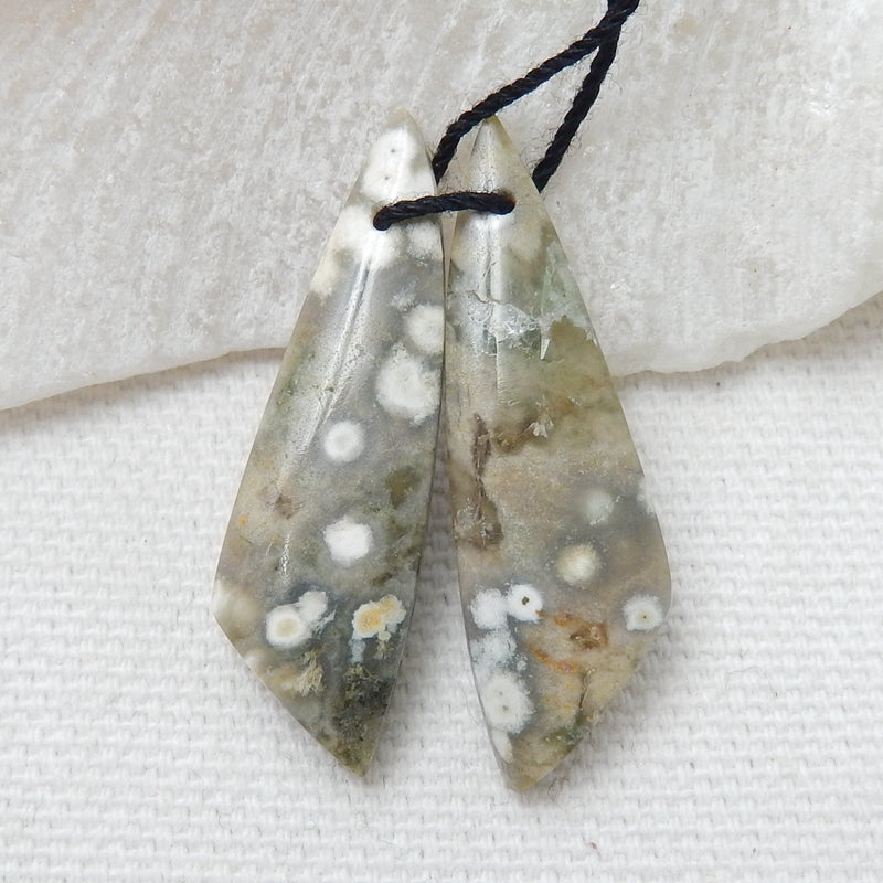 Natural Ocean Jasper Earring Beads 35x10x4mm, 4.8g