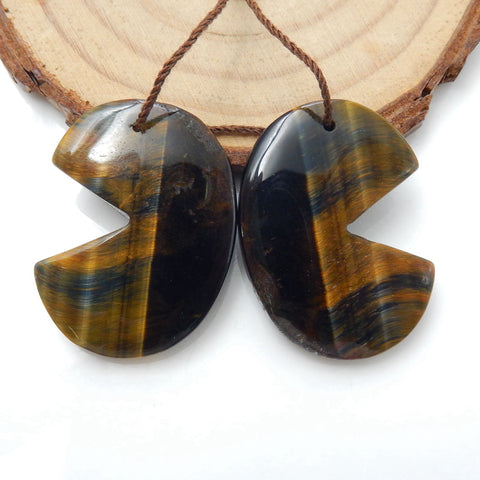 Nouveau design Paire de boucles d'oreilles Tiger-Eye, pierre pour la fabrication de boucles d'oreilles, 28X22X4mm, 9.6g