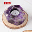 Gomggsale natural crystal raw stone candlestick ornaments - Amethyst pink crystal green fluorite crystal aromatherapy stone incense insert stone base