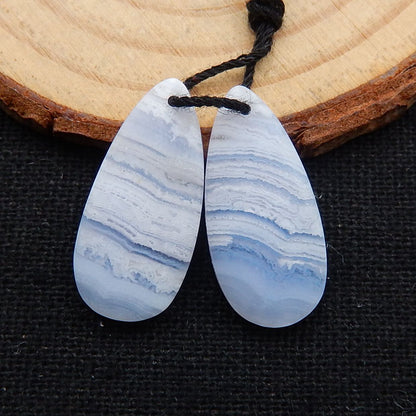 Natural Blue Lace Agate Earring Beads 25x10x4mm, 3.8g