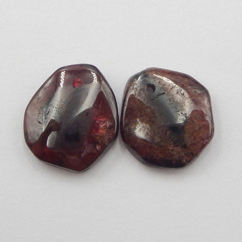 Natural Garnet Earring Beads 13x12x3mm, 2.4g