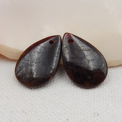 Boucles d'oreilles Teardrop Garnet Stone Pair, pierre pour la fabrication de boucles d'oreilles, 20x15x4mm, 5.3g