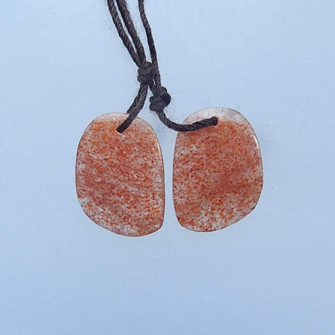 Boucles d'oreilles Sunstone Stone Pair, pierre pour la fabrication de boucles d'oreilles, 18x11x4mm, 2.4g