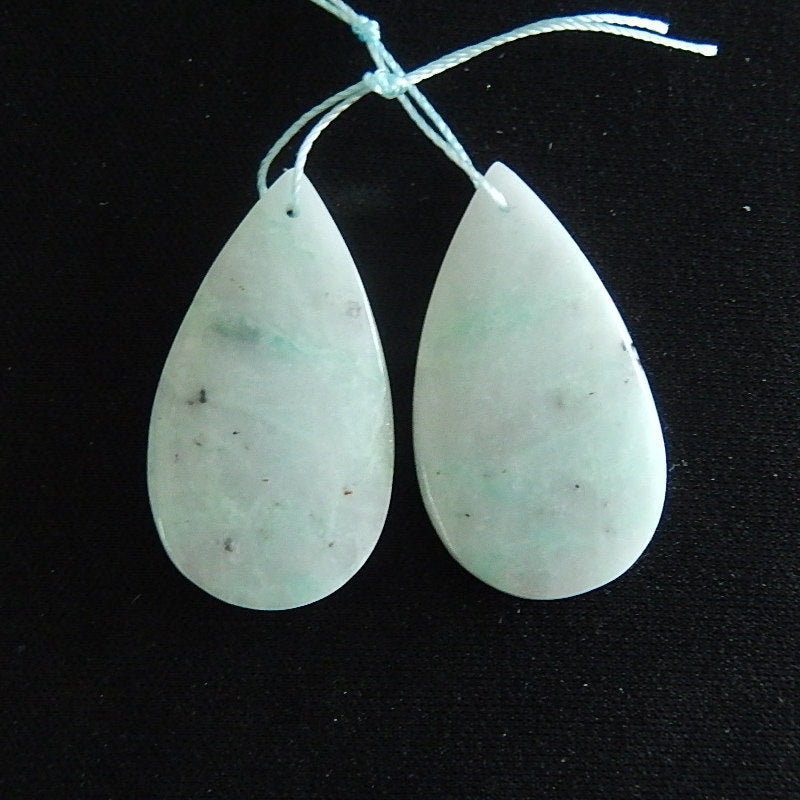 Paire de Boucles d'Oreilles Percées en Amazonite Naturelle, 32X20X5mm, 10g