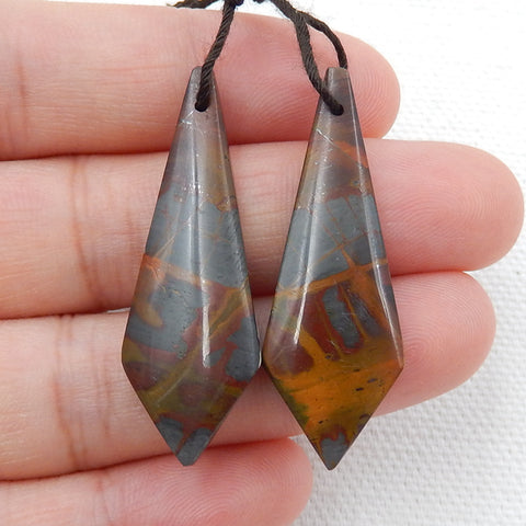 Boucles d'oreilles Red Creek Jasper Stone Pair, pierre pour la fabrication de boucles d'oreilles, 41x11x3mm, 3.3g