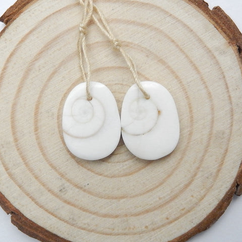 Natural Conch Shell Earring Beads 16x14x5mm, 3.8g