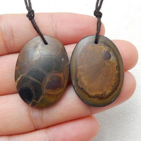 Natural Black Septarian Jasper Earring Beads 28X20X4mm, 7.7g