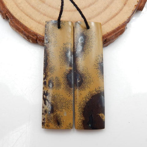 Chohua Jasper Rectangle Boucles d'oreilles Stone Pair, pierre pour la fabrication de boucles d'oreilles, 41x11x4mm, 8.7g