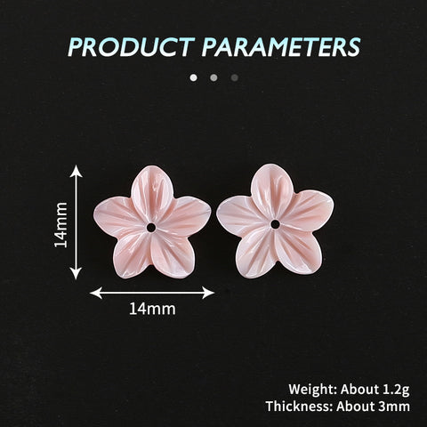 BITEFU 1Pair Carved Natural Pink Shell Flower , Queen Conch Shell Beads, Popular Pink Flower Beads, 1.2g