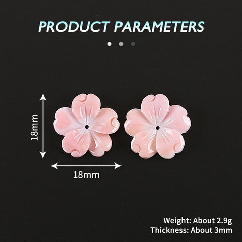 BITEFU 1Pair Carved Natural Pink Shell Flower , Queen Conch Shell Beads, Popular Pink Flower Beads, 2.9g