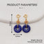 BITEFU 1Pair Silver Gold Plated Natural High Quality Lapis Lazuli Flat Round Gemstone Earring beads 2g