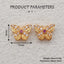 1 Pair Silver Gold Plated Natural Ruby Butterfly Gemstone Earring Beads,Lovely Earring Pair for Design,6x7x3mm,0.4g