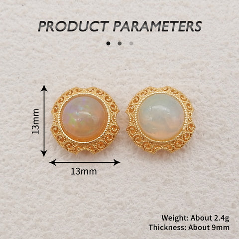 1 Pair Silver Gold Plated Natural High Quality Opal Earring Beads,Jewelry DIY Making,13x9mm, 2.4g