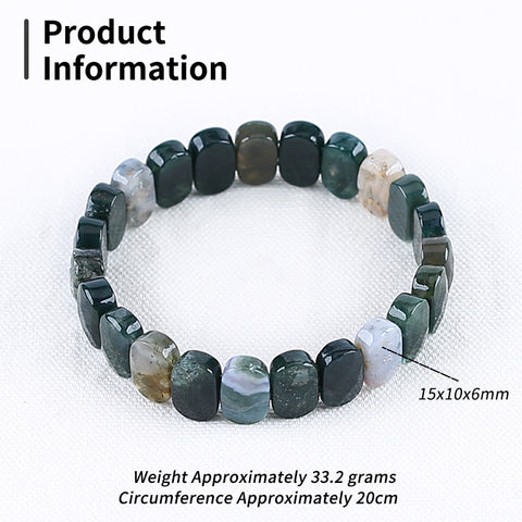 Natural Moss Agate Bracelet 15*10*6mm, 20cm length, 33.2g