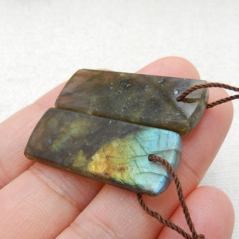 Natural Labradorite Earring Beads 35X11X6mm, 10.6g