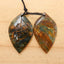 Natural Green Opal Carved leaf Earring Bead 34x20x4mm, 7.1g