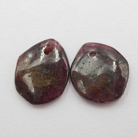 Natural Garnet Earring Beads 13x12x3mm, 2.4g