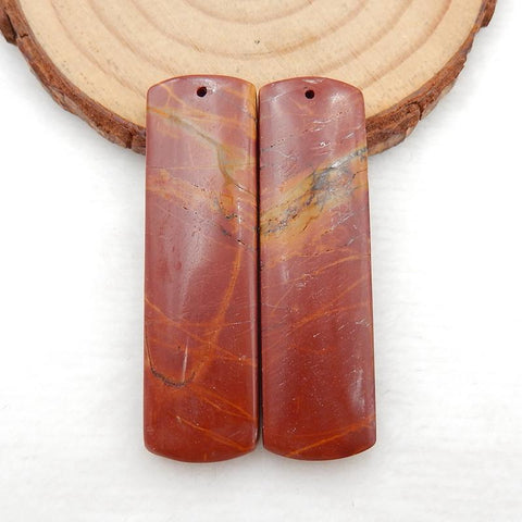 Rectangle Red Creek Jasper Boucles d'oreilles Stone Pair, pierre pour la fabrication de boucles d'oreilles, 45x13x5mm, 12.7g