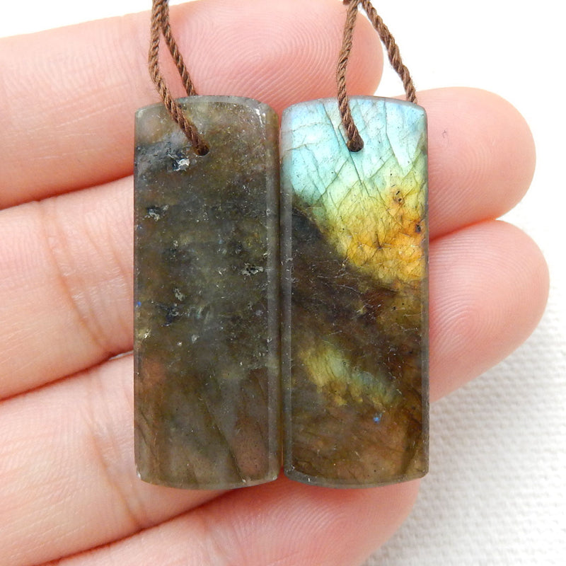 Natural Labradorite Earring Beads 35X11X6mm, 10.6g