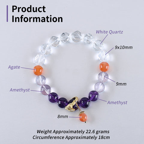 Handmade Natural Gemstone Unique Jewelry Gift, Colorful Bracelet, 18cm, 8/9mm, 22.6g