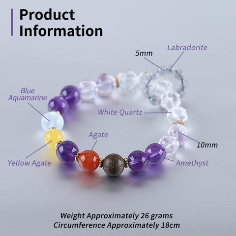 Handmade Natural Gemstone Unique Jewelry Gift, Colorful Bracelet, 18cm, 5/10mm, 26g