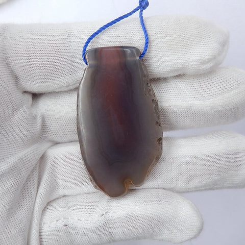 Agate Gemstone Natural Pendant Bead, 44x25x8mm, 15.5g - MyGemGarden