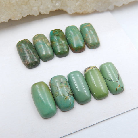 10 PCS Natural Turquoise Flatback Gemstone Cabochon, 14x7x5mm, 7.6g - MyGemGarden