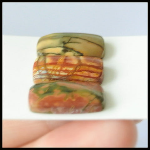 3PCS Natural Multi-Color Picasso Jasper Gemstone Cabochon 18x12x4mm,5.2g - MyGemGarden