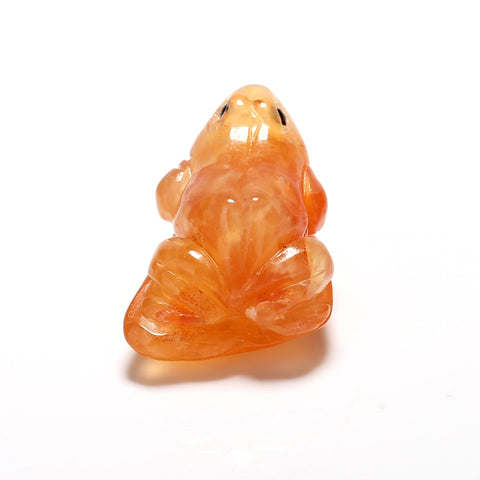 Hot !! Natural Red Agate Carved Frog Cabochon, 26x17x15mm, 8.8g - MyGemGarden