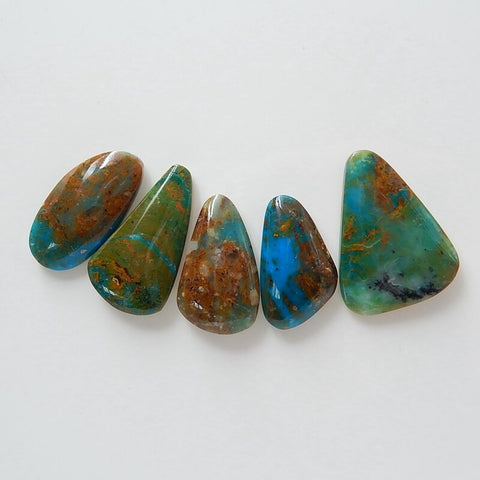 5 pcs Natural Blue Opal Gemstone Cabochons, 31x23x4mm, 26x15x6mm, 16.6g - MyGemGarden