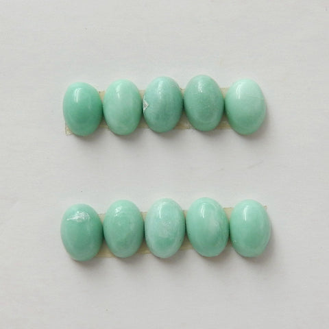 10 PCS Natural Variscite Oval Flatback Gemstone Cabochons, 6x4x4mm, 1.2g - MyGemGarden