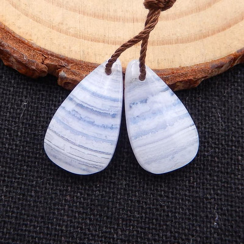 Blue Lace Agate Teardrop Earrings Stone Pair, stone for earrings making, 18x10x4mm, 2.3g