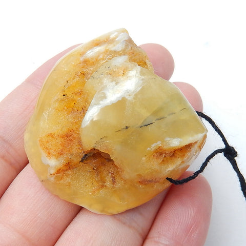 Nugget Yellow Opal Gemstone Pendant, Natural Stone Jewelry, 43x37x18mm, 24.3g - MyGemGarden