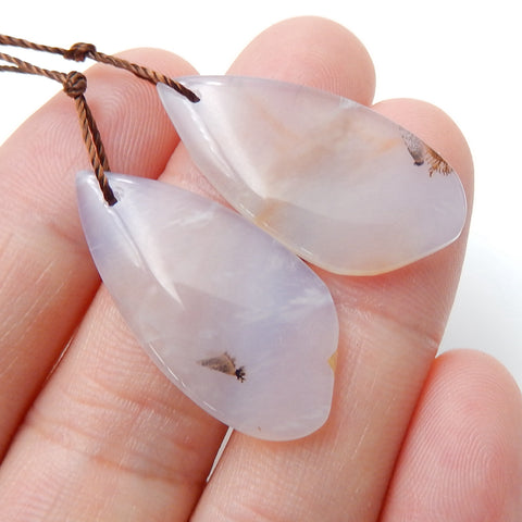 Natural Agate Earrings Pair, stone for Earrings making, 29x14x3mm, 3.7g - MyGemGarden