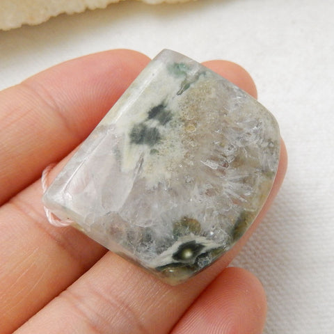 Natural Ocean jasper Gemstone Pendant Bead, Natural Stone, 29x25x9mm, 13.5g - MyGemGarden