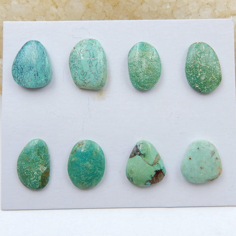 8 PCS Natural Turquoise Flatback Gemstone Cabochon, 14x11x4mm, 12x11x3mm, 6.6g - MyGemGarden