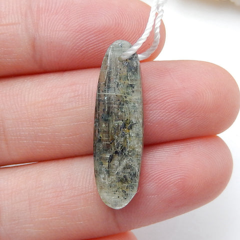 Natural Green Kyanite Drilled Oval Pendant Bead, 25x7x4mm, 2.1g - MyGemGarden