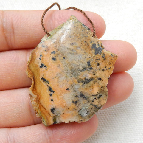 Nugget petrified wood opal Gemstone Pendant, Natural Stone Jewelry, 41x35x9mm, 22.6g - MyGemGarden