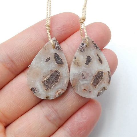 Natural mushroom Jasper Teardrop Earrings Pair, stone for Earrings making, 29x19x3mm, 6.4g - MyGemGarden